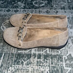 Vionic women’s Alda Orthaheel Metallic Saddle Lizard Slip On Loafers size 6